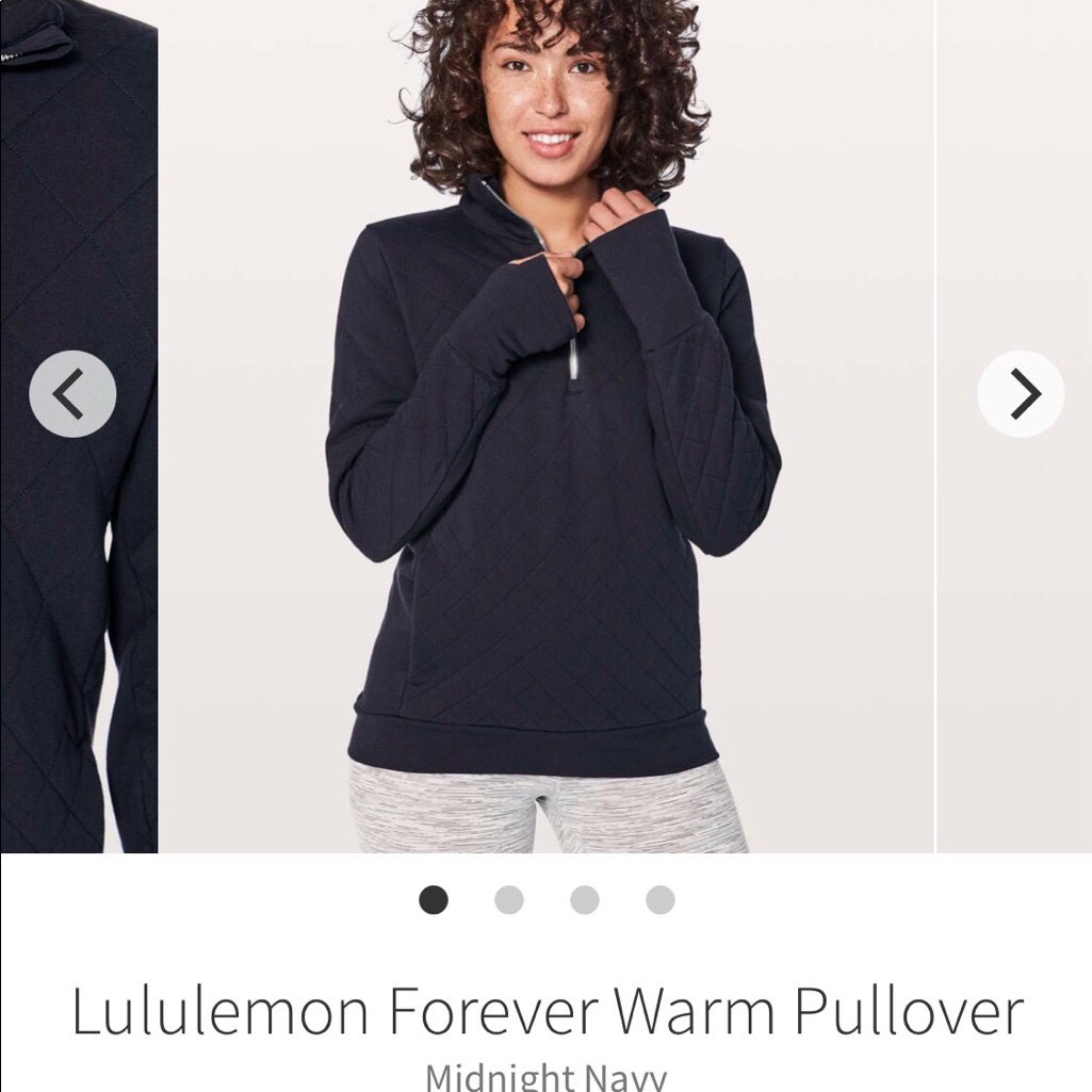 Lululemon “Forever Warm” Full Zip Jacket Size 4, Navy